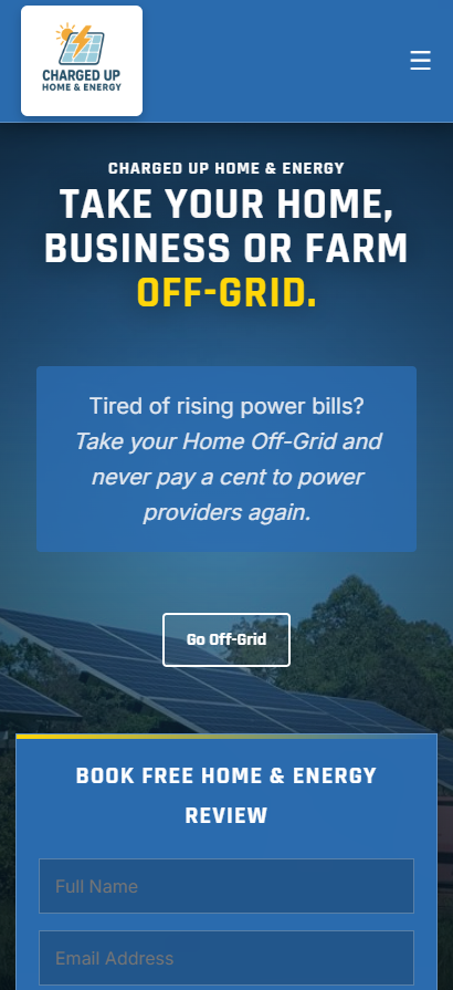 Charged Up Home & Energy mobile website
